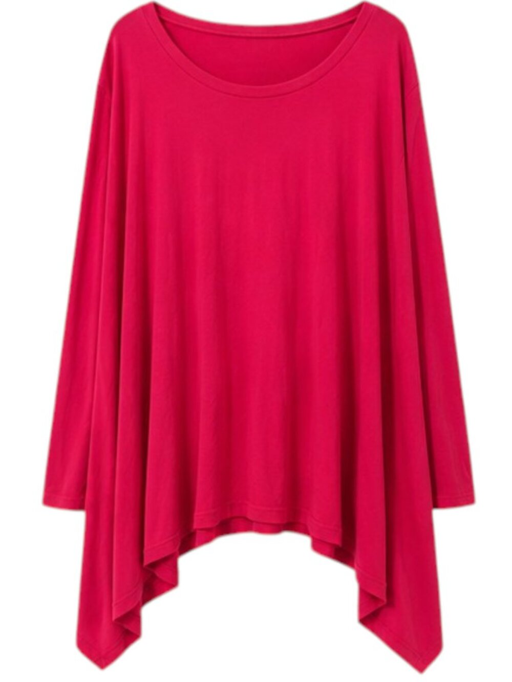 Women's Oversized Red Handkerchief Hem Draped Tunic Top L - Picture 4 of 8